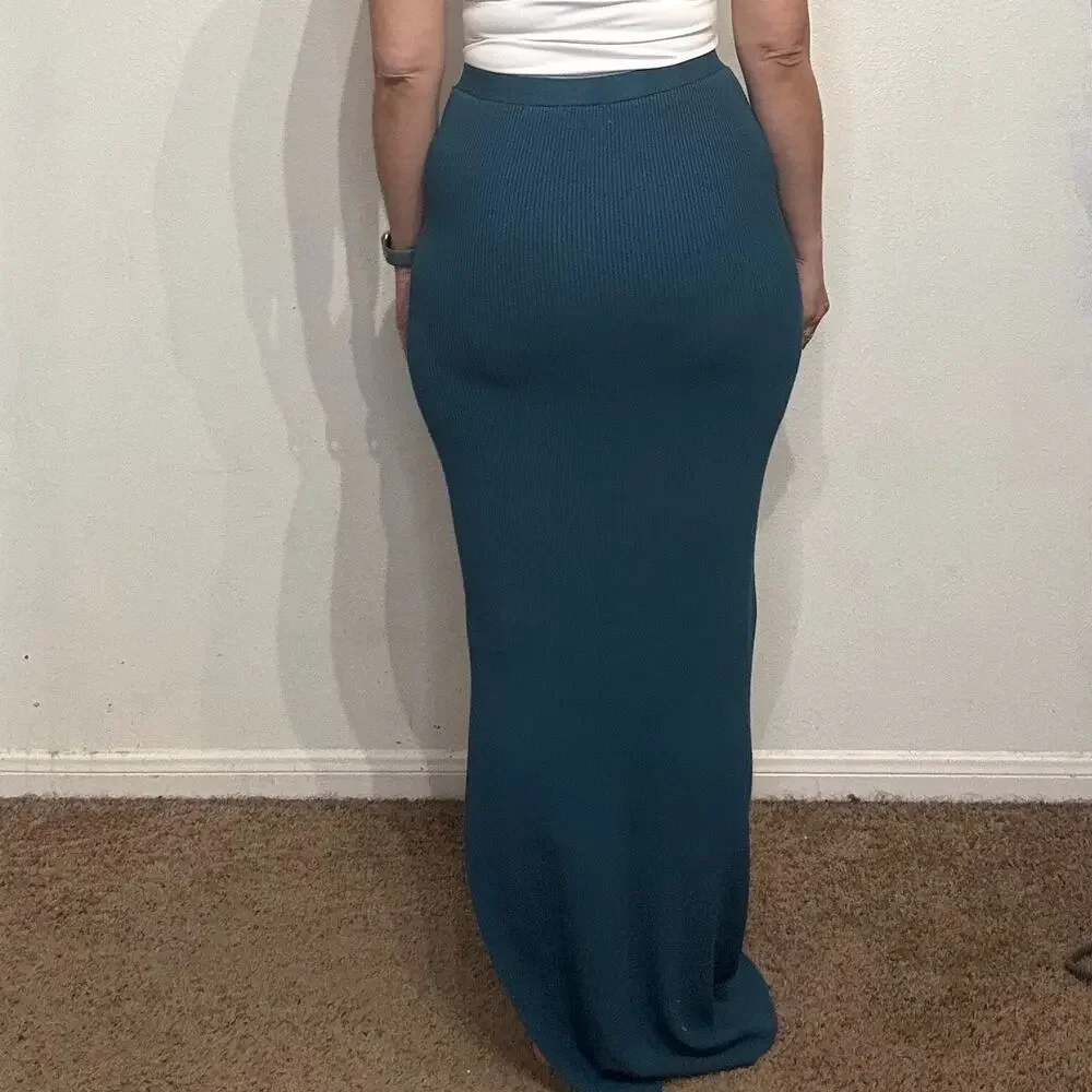 Future Collective Teal Side Column Slip Convertible Maxi Skirt Dress Sz M